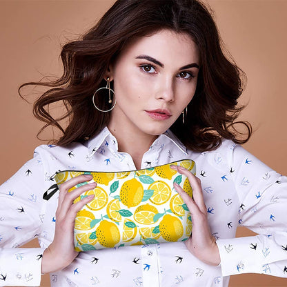 Makeup Bag Lemon Travel Small Portable Cosmetic Organizer Pouch for Women Girls Zipper Waterproof Clutch Toiletry Storage Purse