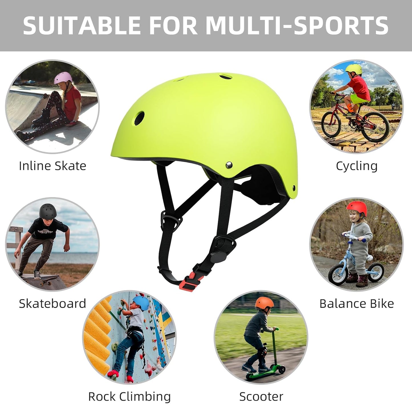 Kids Bike Helmet Toddler Helmets for Ages 3-8 Years Old Girls Boys Kid Adjustable Skateboard Bicycle Helmets Multi-Sport Ventilation Skateboarding Cycling Scooter Roller Skate Helmet
