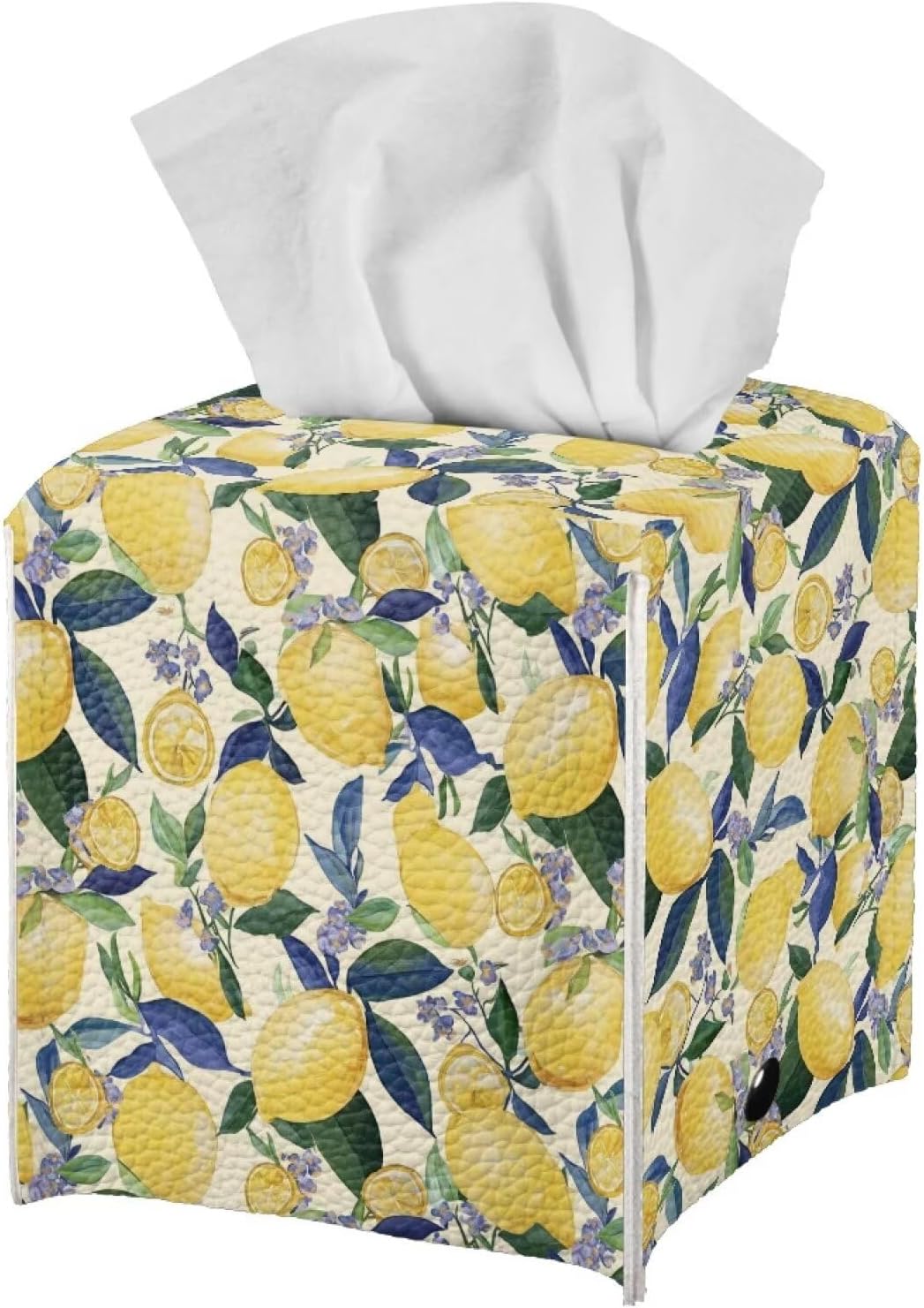 Lemon Facial Paper Organizer Home Decorations Waterproof Reusable PU Leather Tissue Box Holder Rectangular Universal Fit Most Size Easy to Clean