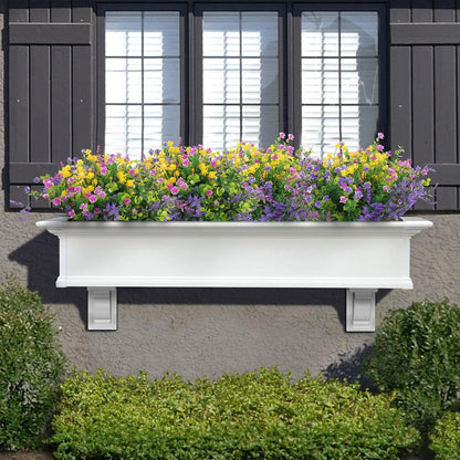 24 Pcs Artificial Flowers Outdoor, Faux Artificial Plants UV Resistant Plastic Flower Bulk for Hanging Planter Porch Window Home Wedding Summer Decor (24, Fuchsia, Purple, Yellow, Green)