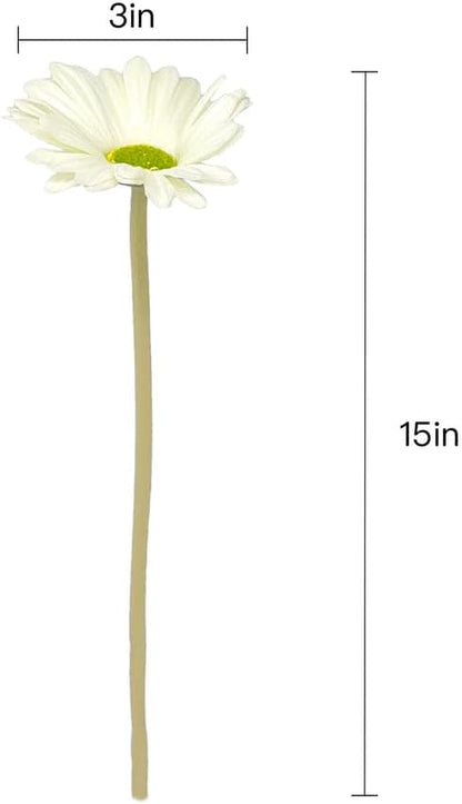 15-Inch Real Touch Gerbera Daisy Artificial Flower Stems - Vibrant Home Decor, Set of 6 (Yellow)