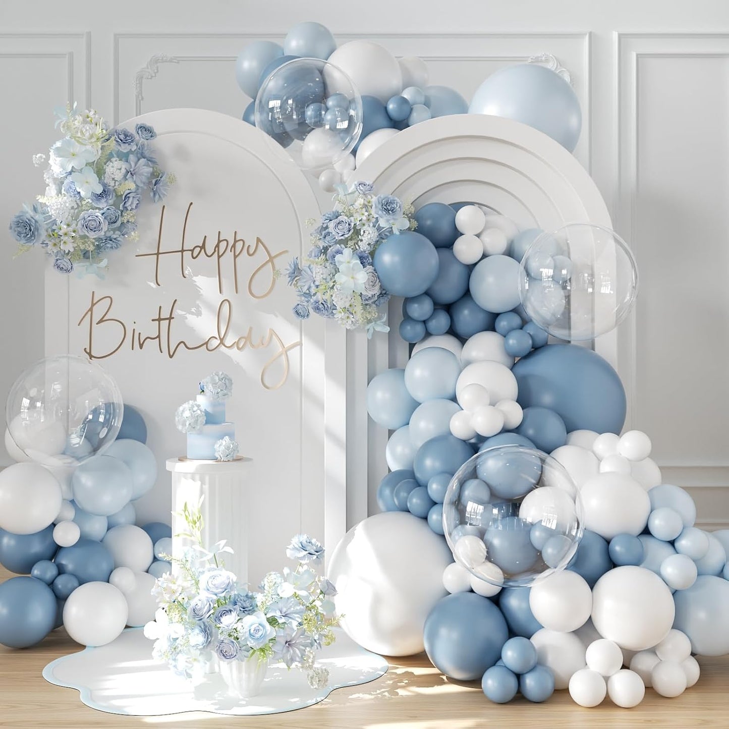 Yellow Balloon Arch Kit, 126Pcs Double Stuffed Pearl Yellow White Clear Balloons for Wedding Baby Shower Bridal Shower Engagement Birthday Party Decorations