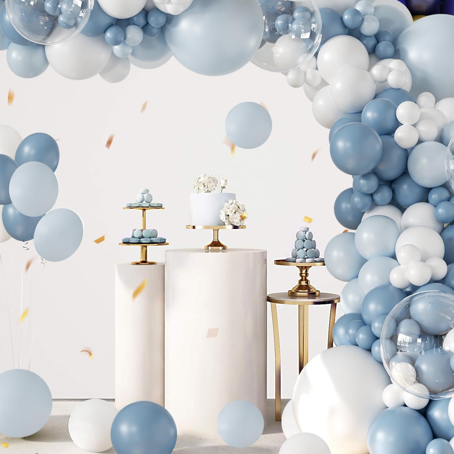 Yellow Balloon Arch Kit, 126Pcs Double Stuffed Pearl Yellow White Clear Balloons for Wedding Baby Shower Bridal Shower Engagement Birthday Party Decorations
