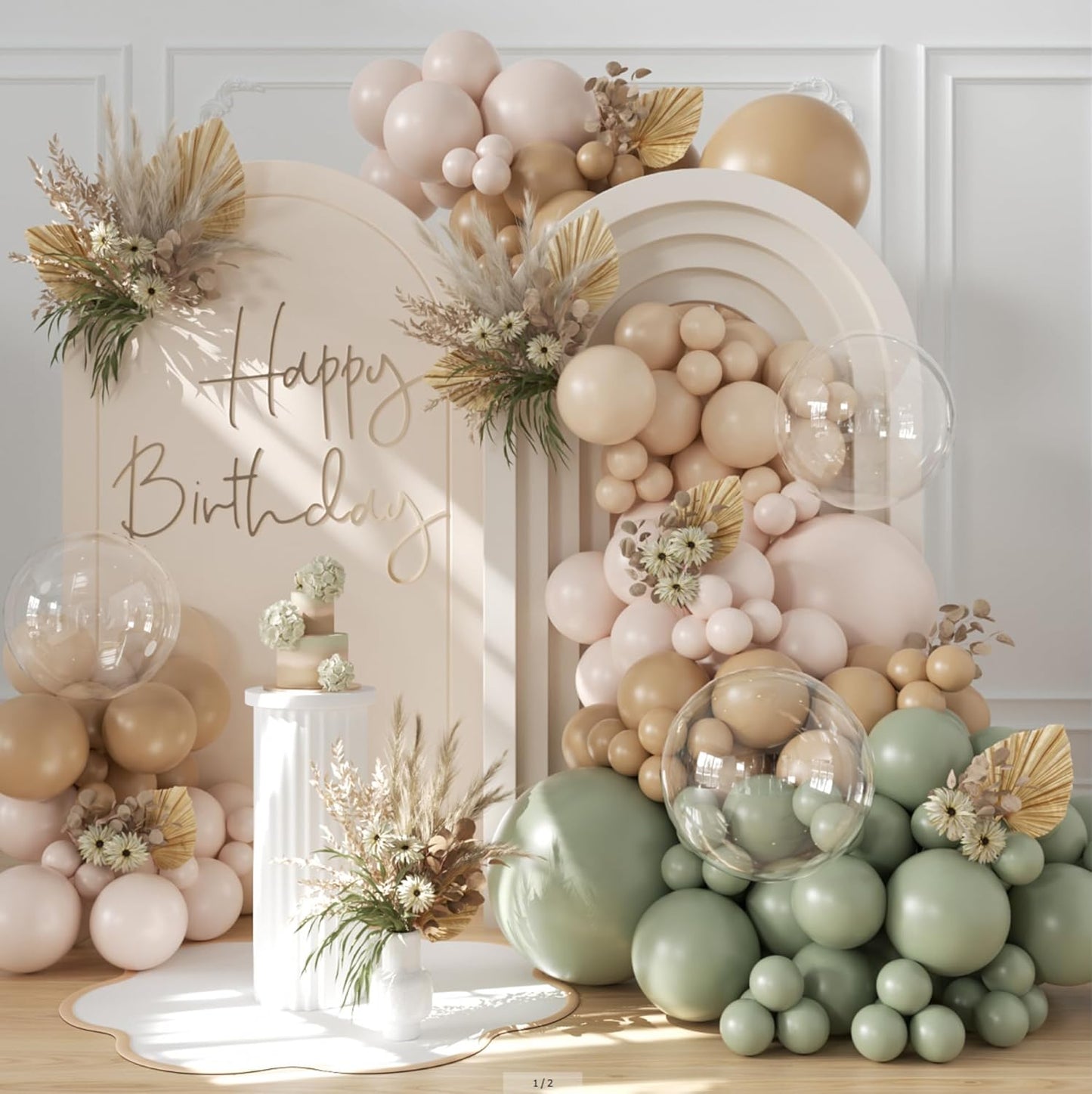 Yellow Balloon Arch Kit, 126Pcs Double Stuffed Pearl Yellow White Clear Balloons for Wedding Baby Shower Bridal Shower Engagement Birthday Party Decorations