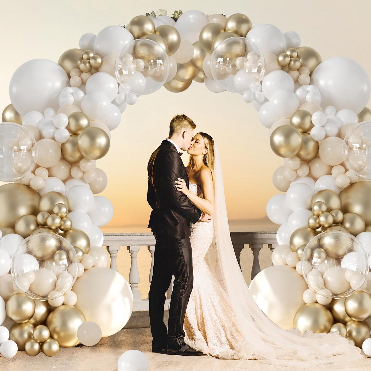 Yellow Balloon Arch Kit, 126Pcs Double Stuffed Pearl Yellow White Clear Balloons for Wedding Baby Shower Bridal Shower Engagement Birthday Party Decorations