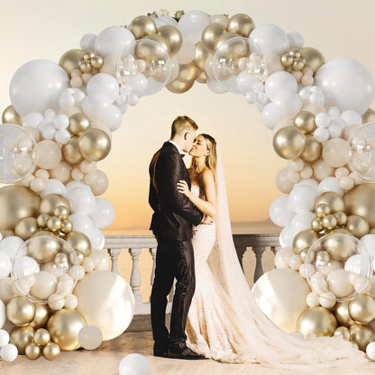 Yellow Balloon Arch Kit, 126Pcs Double Stuffed Pearl Yellow White Clear Balloons for Wedding Baby Shower Bridal Shower Engagement Birthday Party Decorations