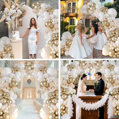 Yellow Balloon Arch Kit, 126Pcs Double Stuffed Pearl Yellow White Clear Balloons for Wedding Baby Shower Bridal Shower Engagement Birthday Party Decorations