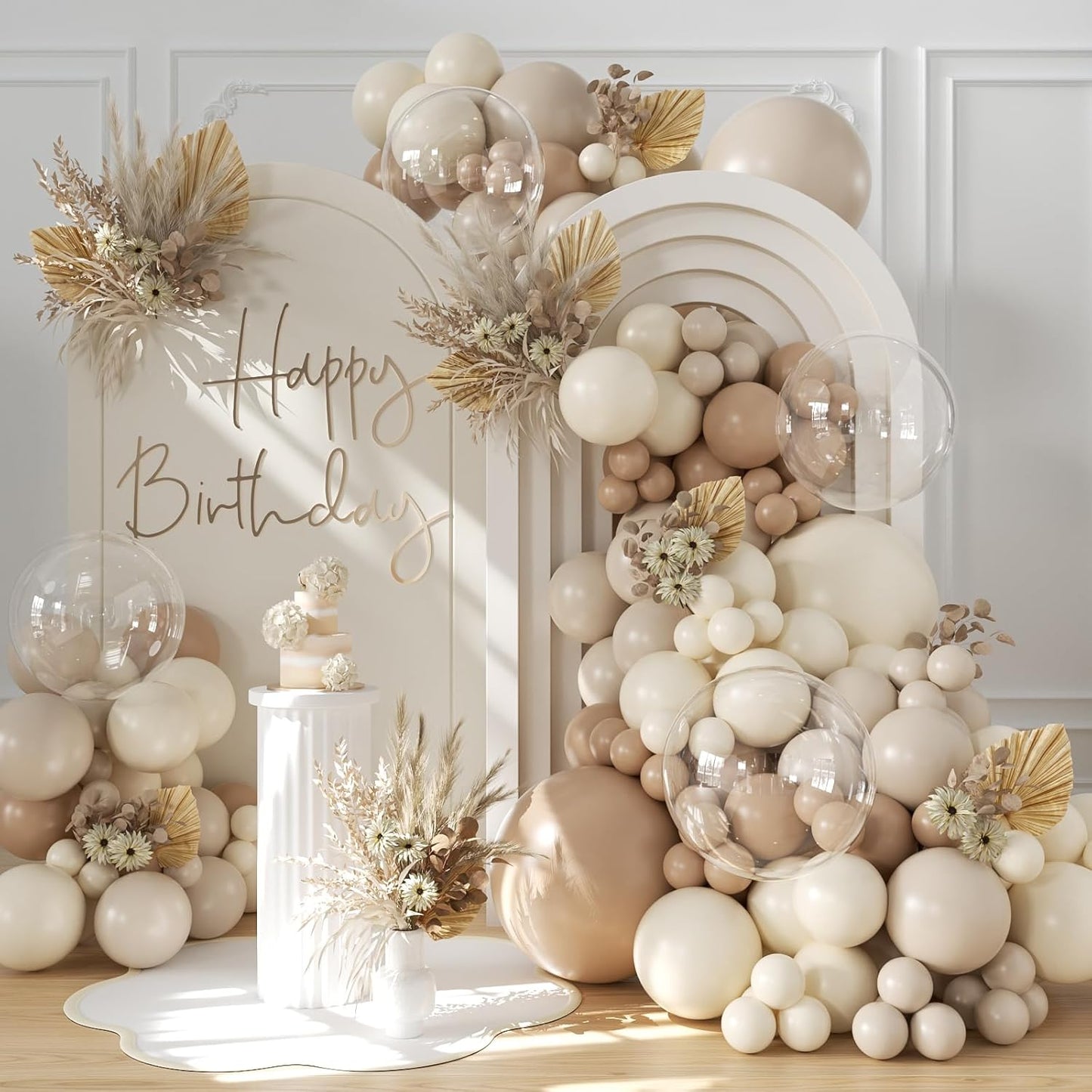 Yellow Balloon Arch Kit, 126Pcs Double Stuffed Pearl Yellow White Clear Balloons for Wedding Baby Shower Bridal Shower Engagement Birthday Party Decorations