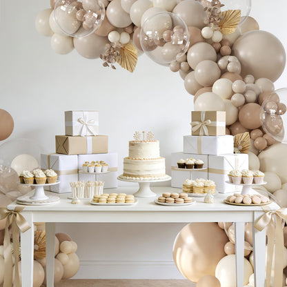Yellow Balloon Arch Kit, 126Pcs Double Stuffed Pearl Yellow White Clear Balloons for Wedding Baby Shower Bridal Shower Engagement Birthday Party Decorations