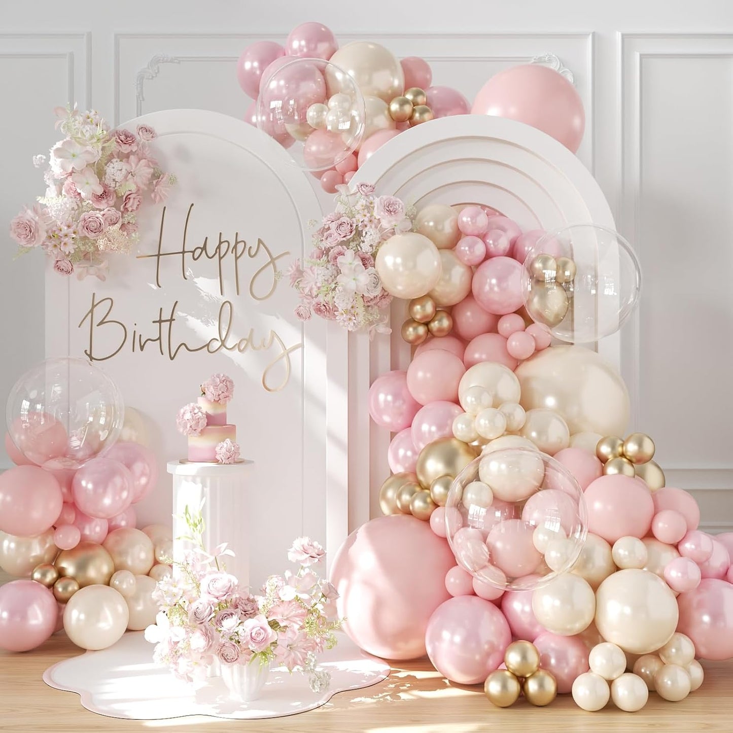 Yellow Balloon Arch Kit, 126Pcs Double Stuffed Pearl Yellow White Clear Balloons for Wedding Baby Shower Bridal Shower Engagement Birthday Party Decorations