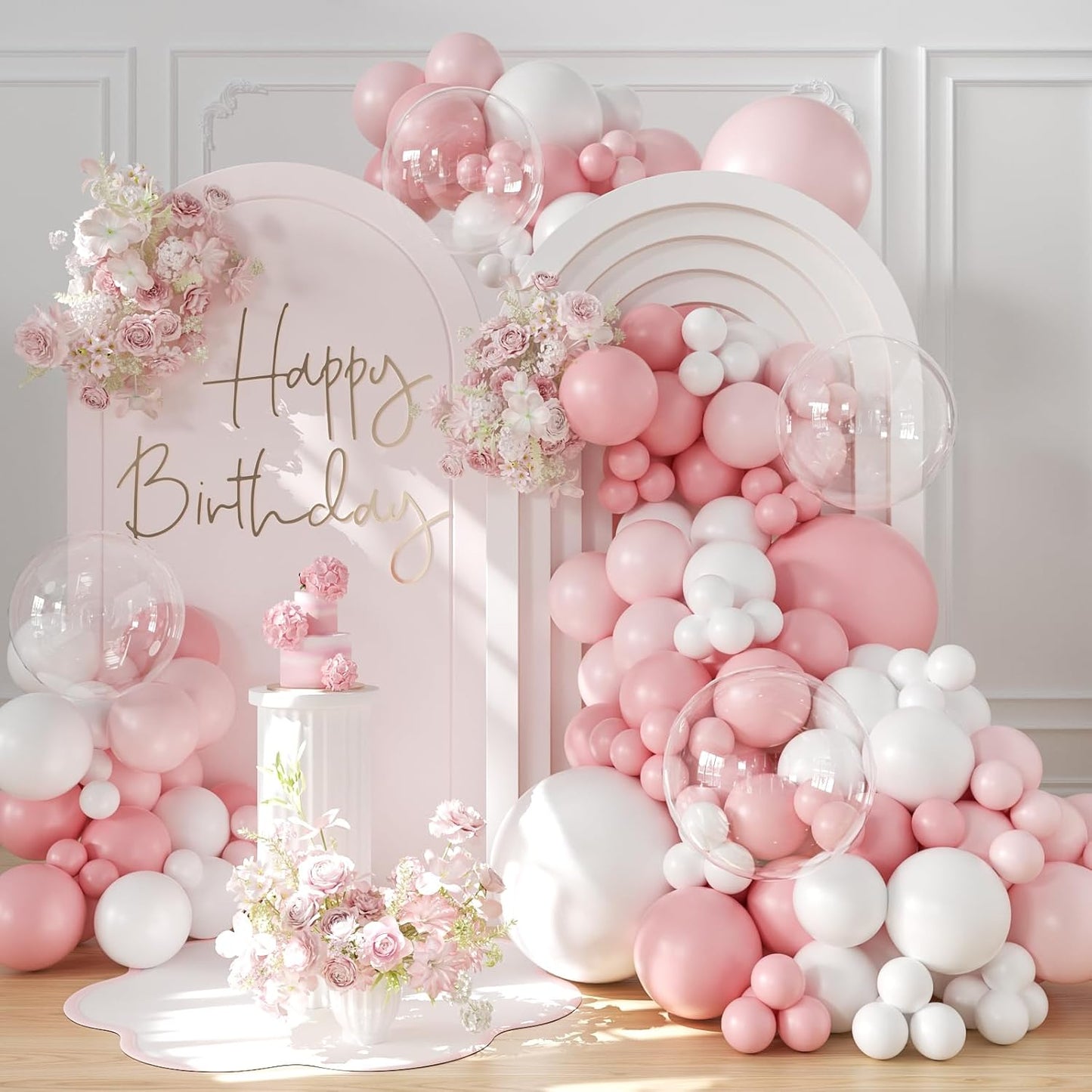 Yellow Balloon Arch Kit, 126Pcs Double Stuffed Pearl Yellow White Clear Balloons for Wedding Baby Shower Bridal Shower Engagement Birthday Party Decorations