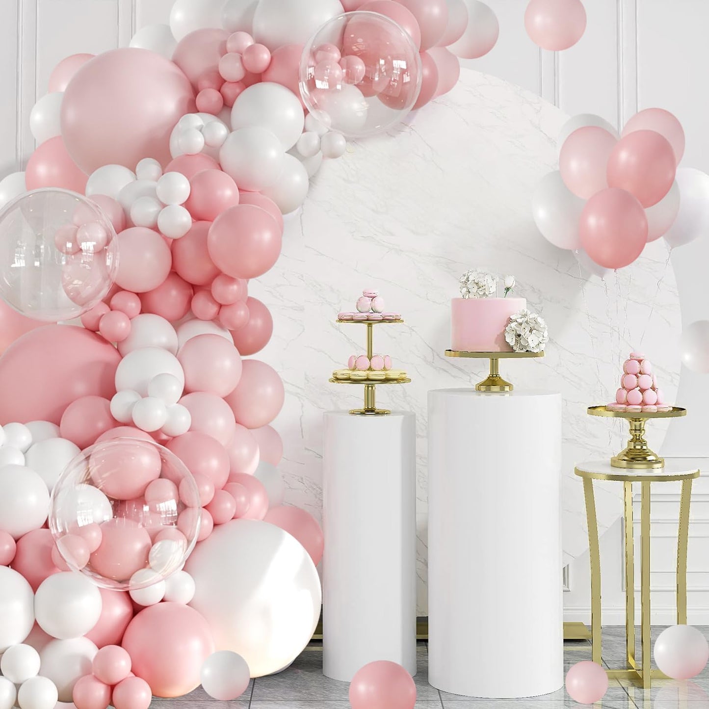 Yellow Balloon Arch Kit, 126Pcs Double Stuffed Pearl Yellow White Clear Balloons for Wedding Baby Shower Bridal Shower Engagement Birthday Party Decorations