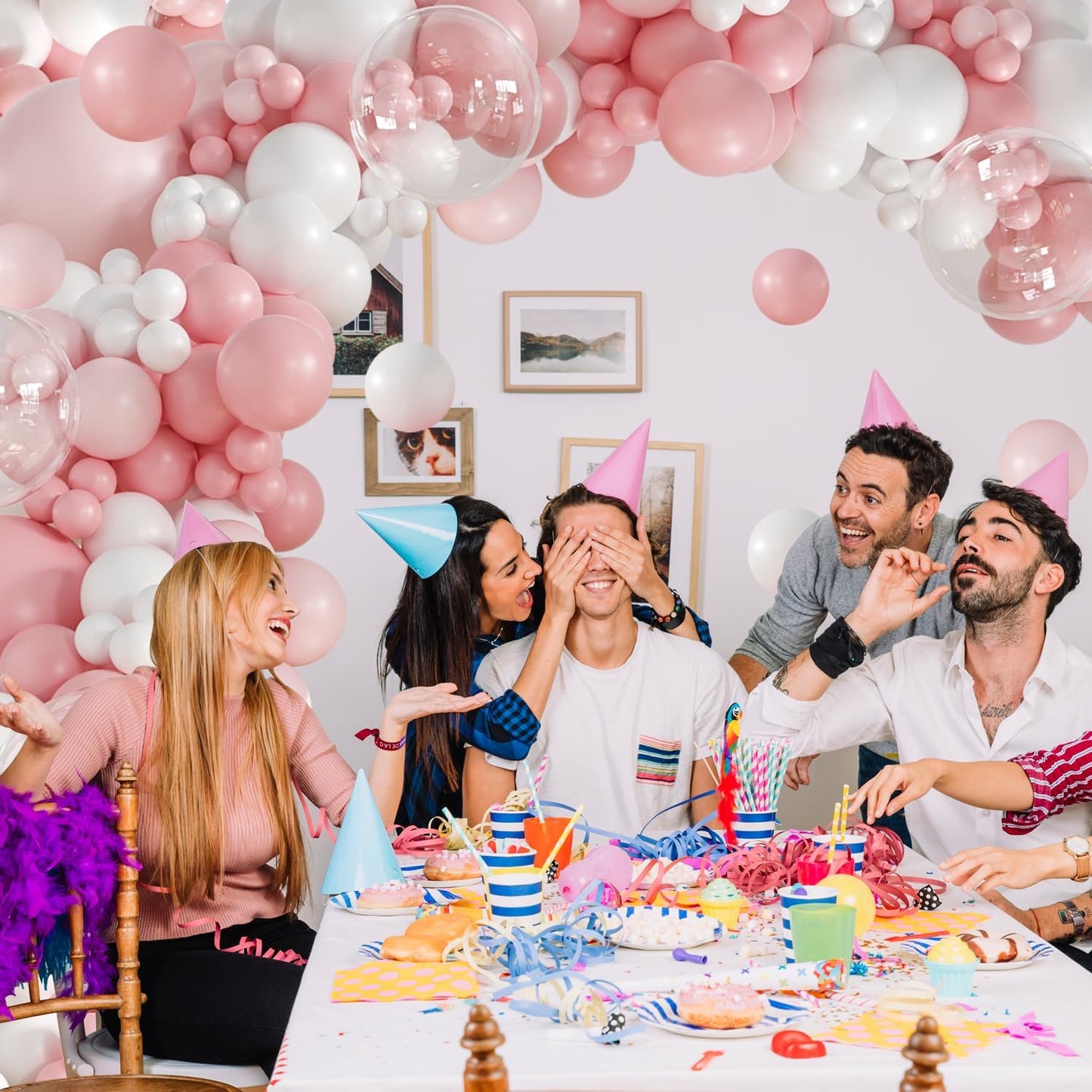 Yellow Balloon Arch Kit, 126Pcs Double Stuffed Pearl Yellow White Clear Balloons for Wedding Baby Shower Bridal Shower Engagement Birthday Party Decorations