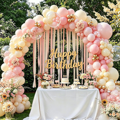 Yellow Balloon Arch Kit, 126Pcs Double Stuffed Pearl Yellow White Clear Balloons for Wedding Baby Shower Bridal Shower Engagement Birthday Party Decorations