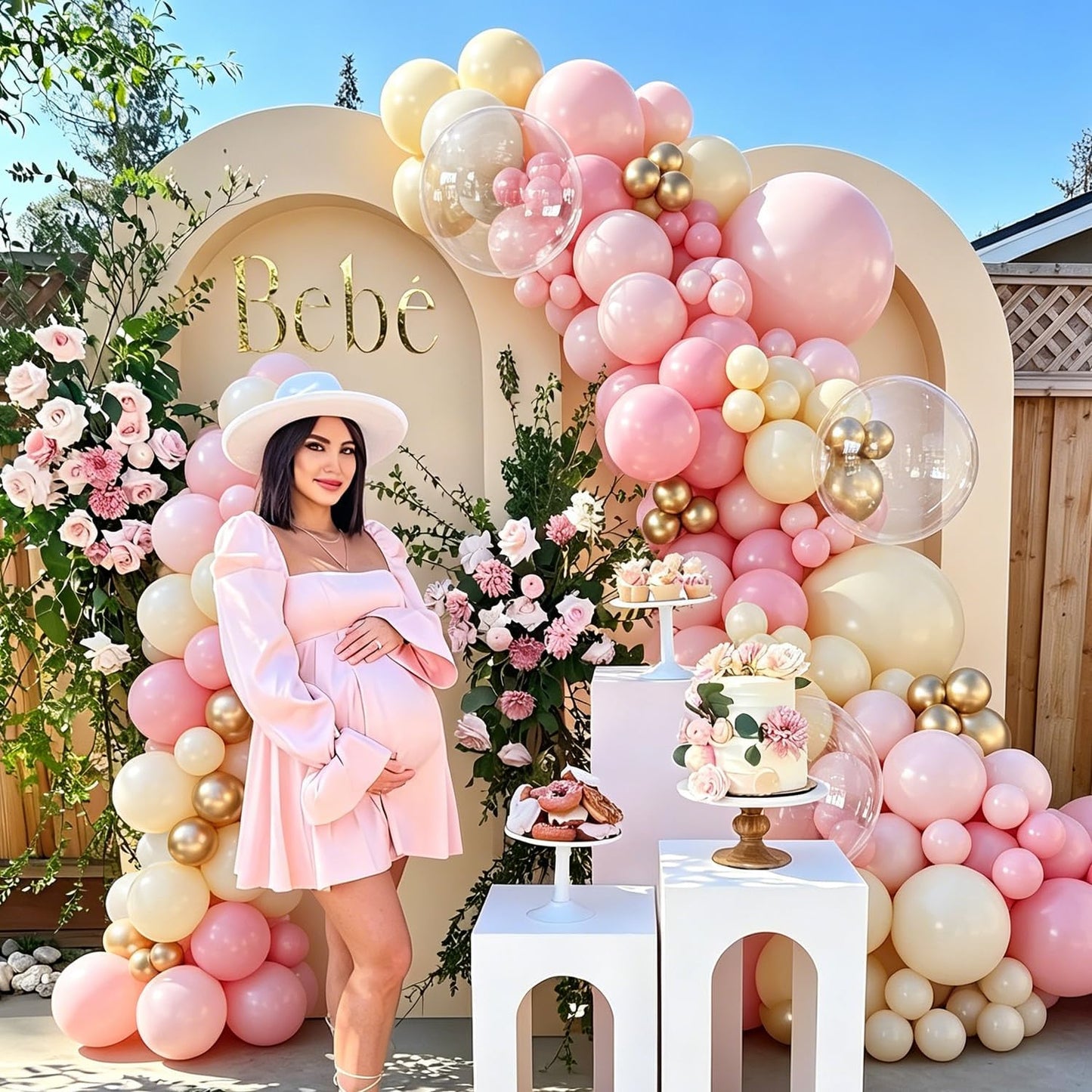 Yellow Balloon Arch Kit, 126Pcs Double Stuffed Pearl Yellow White Clear Balloons for Wedding Baby Shower Bridal Shower Engagement Birthday Party Decorations