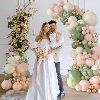Yellow Balloon Arch Kit, 126Pcs Double Stuffed Pearl Yellow White Clear Balloons for Wedding Baby Shower Bridal Shower Engagement Birthday Party Decorations