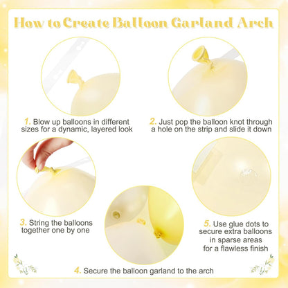 Yellow Balloon Arch Kit, 126Pcs Double Stuffed Pearl Yellow White Clear Balloons for Wedding Baby Shower Bridal Shower Engagement Birthday Party Decorations