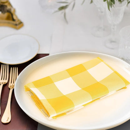 Buffalo Plaid Table Napkins Set of 12 Checkered Cloth Napkins 17x17 inch Washable Dinner Gingham Pattern Napkins Soft Napkins for Wedding Party Dining Banquet(Yellow and White)