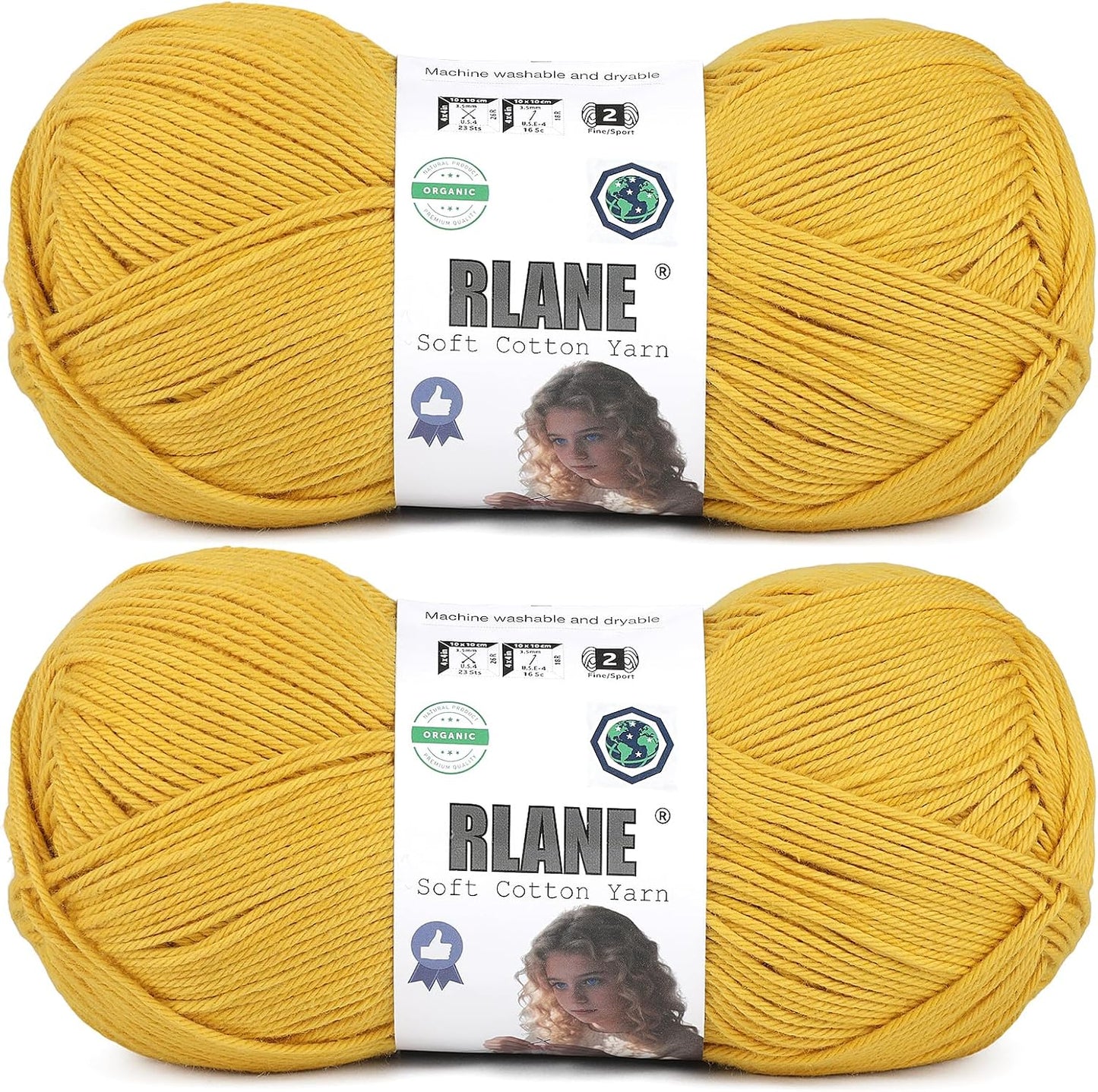 100% Cotton Yarn for Crocheting & Knitting, Sport Weight #2 Yellow Yarn | mercerized cotton yarn, milk cotton yarn for crocheting, fine yarn for dishcloths, amigurumi and socks