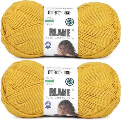 100% Cotton Yarn for Crocheting & Knitting, Sport Weight #2 Yellow Yarn | mercerized cotton yarn, milk cotton yarn for crocheting, fine yarn for dishcloths, amigurumi and socks