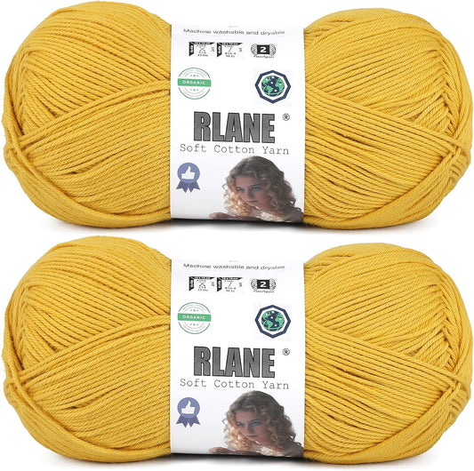 100% Cotton Yarn for Crocheting & Knitting, Sport Weight #2 Yellow Yarn | mercerized cotton yarn, milk cotton yarn for crocheting, fine yarn for dishcloths, amigurumi and socks