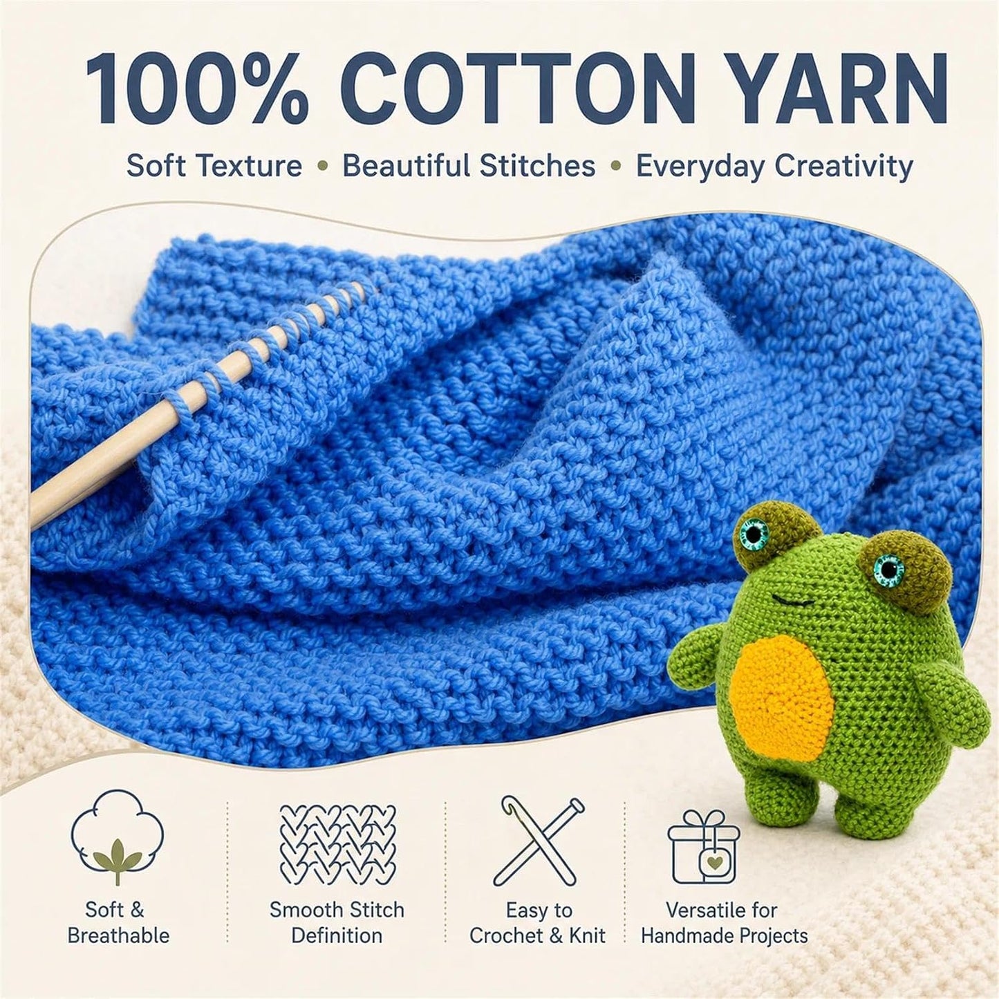 100% Cotton Yarn for Crocheting & Knitting, Sport Weight #2 Yellow Yarn | mercerized cotton yarn, milk cotton yarn for crocheting, fine yarn for dishcloths, amigurumi and socks