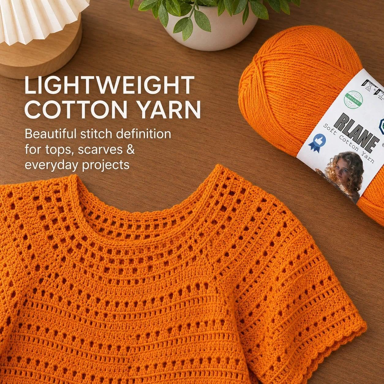 100% Cotton Yarn for Crocheting & Knitting, Sport Weight #2 Yellow Yarn | mercerized cotton yarn, milk cotton yarn for crocheting, fine yarn for dishcloths, amigurumi and socks