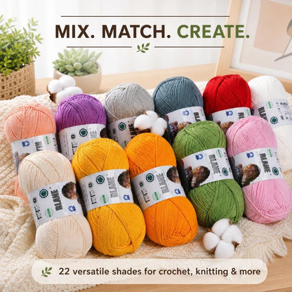 100% Cotton Yarn for Crocheting & Knitting, Sport Weight #2 Yellow Yarn | mercerized cotton yarn, milk cotton yarn for crocheting, fine yarn for dishcloths, amigurumi and socks