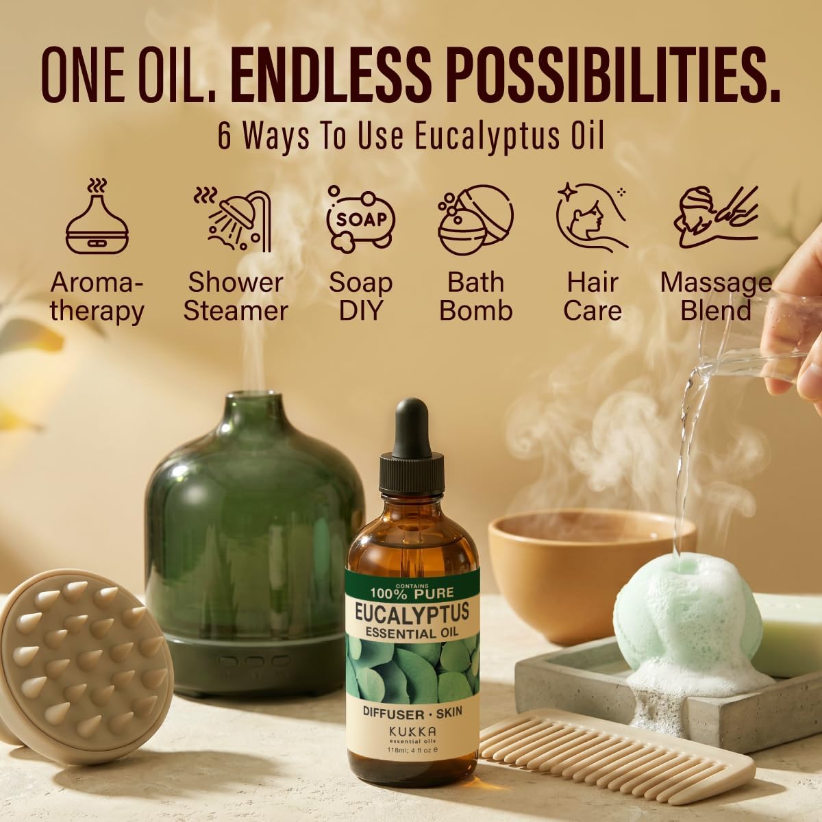 100% Pure Lemon Oil - 4 Fl Oz Lemon Essential Oil for Hair, Skin, Diffuser, Aromatherapy & DIY Soap Making Scent