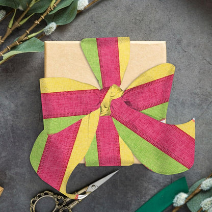 Spring Craft Ribbon for Wreath Bows, 2.5"10 Yards Wired Edge Pink Green Yellow Burlap Wedding Ribbon for Crafting Sewing DIY Crafts Supplies