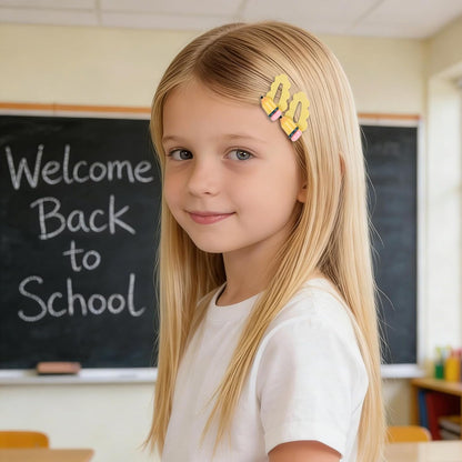 Back to School Pencil Hair Clip 4Pcs Yellow Pencil Snap Hair Clips Funny Student Teacher Hair Barrettes First Day of School Hair Accessories for Women Girls Welcome Back to School Party Favors