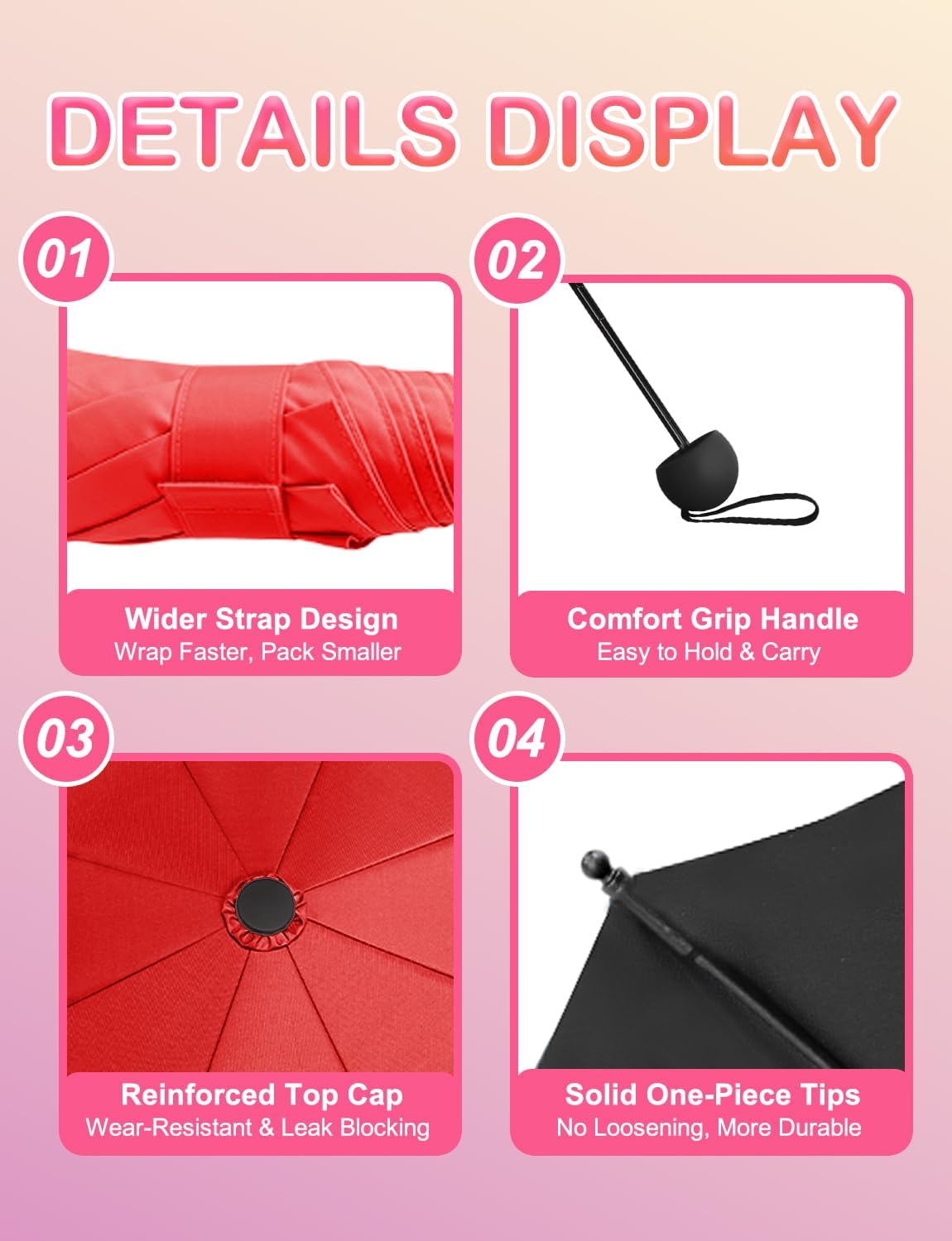 Mini Travel Umbrella Compact Small Size, UV Protection for Sun & Rain, Lightweight Folding, Wind Resistant, Small Backpack Purse Size for Women Kids