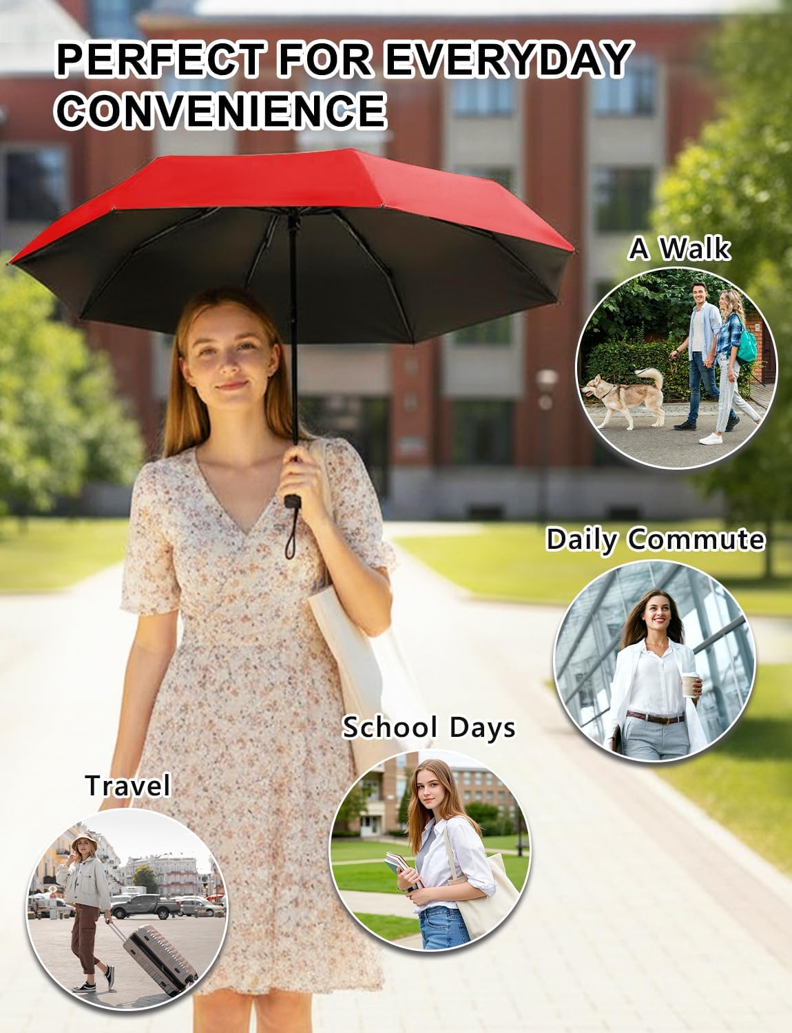 Mini Travel Umbrella Compact Small Size, UV Protection for Sun & Rain, Lightweight Folding, Wind Resistant, Small Backpack Purse Size for Women Kids