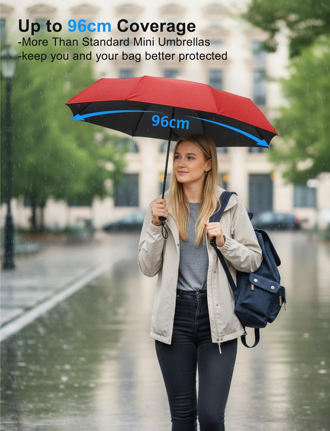 Mini Travel Umbrella Compact Small Size, UV Protection for Sun & Rain, Lightweight Folding, Wind Resistant, Small Backpack Purse Size for Women Kids