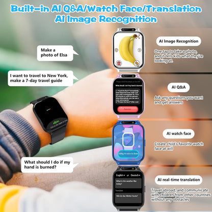 Smart Watch for Kids, 1.85" Fitness Tracker with Heart Rate, Sleep Monitor, IP68 Waterproof Smartwatches with Video Music, Pedometer, Game, NO APP/Phone, Gift for Boys Girls. (Built-in AI, Silver)