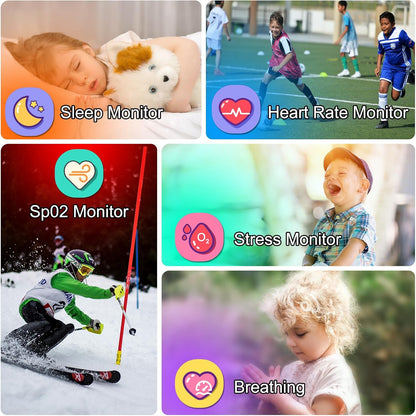Smart Watch for Kids, 1.85" Fitness Tracker with Heart Rate, Sleep Monitor, IP68 Waterproof Smartwatches with Video Music, Pedometer, Game, NO APP/Phone, Gift for Boys Girls. (Built-in AI, Silver)