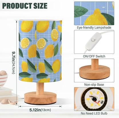 Bedside Table Lamp Lemon Yellow Citrus Fruits (74) Kids Nightstand Lamp Night Light Fabric Shade for Bedroom Living Room Home Office