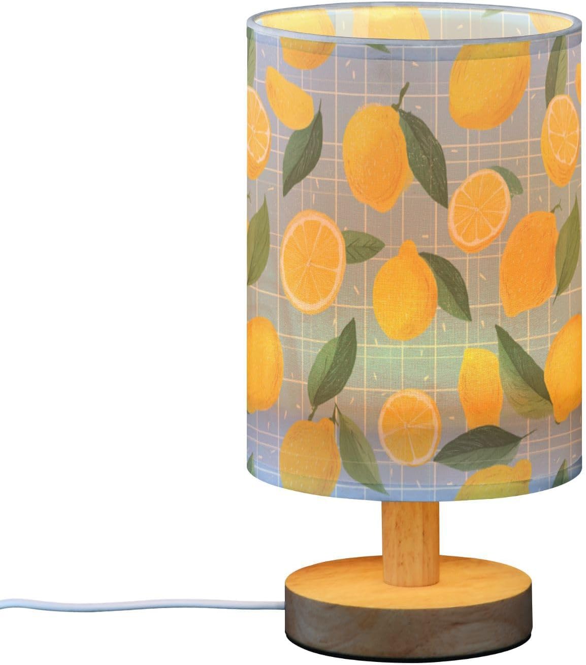 Bedside Table Lamp Lemon Yellow Citrus Fruits (74) Kids Nightstand Lamp Night Light Fabric Shade for Bedroom Living Room Home Office