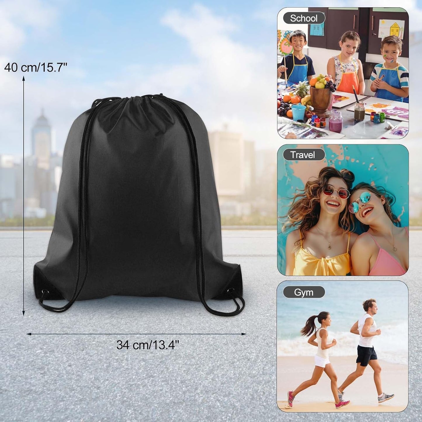 20Pcs Drawstring Backpack Bag Bulk Yellow Drawstring Bags String Backpack Sport Gym Sack Bags Foldable Storage Bag for Women Men Shopping Gym Travel Sports