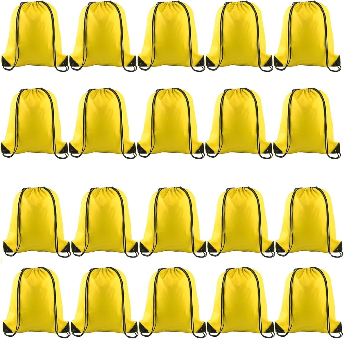 20Pcs Drawstring Backpack Bag Bulk Yellow Drawstring Bags String Backpack Sport Gym Sack Bags Foldable Storage Bag for Women Men Shopping Gym Travel Sports
