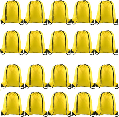 20Pcs Drawstring Backpack Bag Bulk Yellow Drawstring Bags String Backpack Sport Gym Sack Bags Foldable Storage Bag for Women Men Shopping Gym Travel Sports