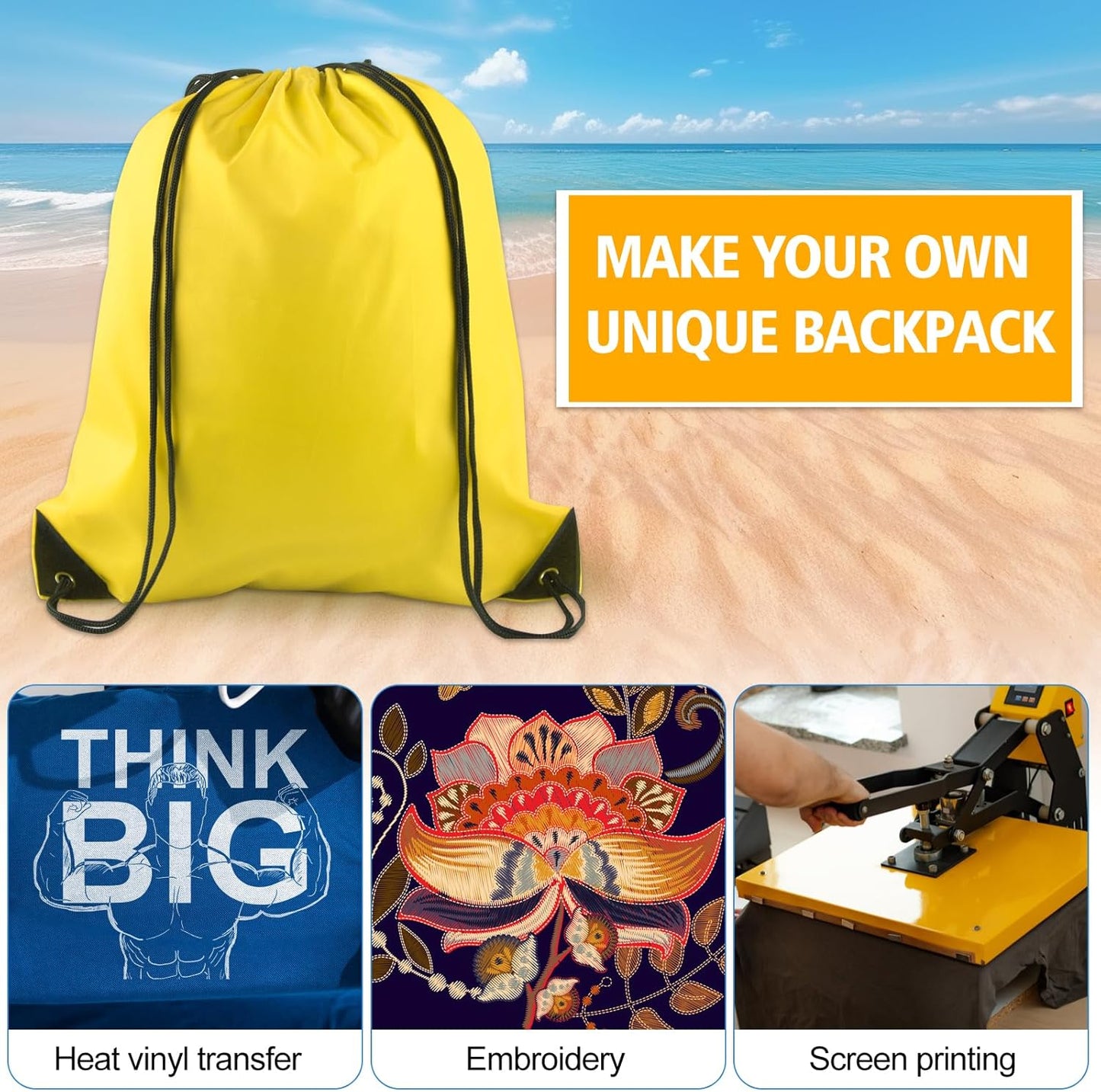 20Pcs Drawstring Backpack Bag Bulk Yellow Drawstring Bags String Backpack Sport Gym Sack Bags Foldable Storage Bag for Women Men Shopping Gym Travel Sports