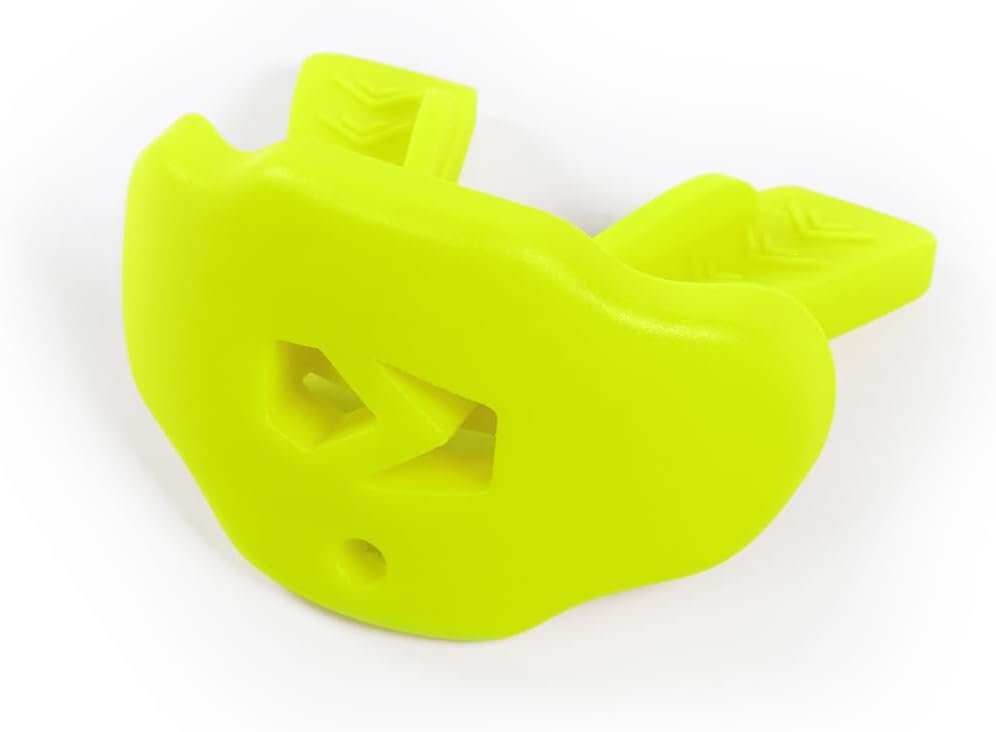 Kids Football Mouth Guard - Kids Mouthguard with Strap - Lip/Teeth Protector Mouthpiece - No Boil, Maximum Air Flow, for All Sports - Safety Yellow
