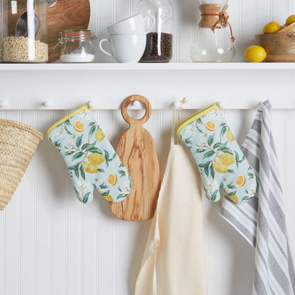 Lemon Whimsy Mini Oven Mitt 2-Pack Set, 5.5"X8" & Oven Mitt 2-Pack Set, 7"x13", Yellow