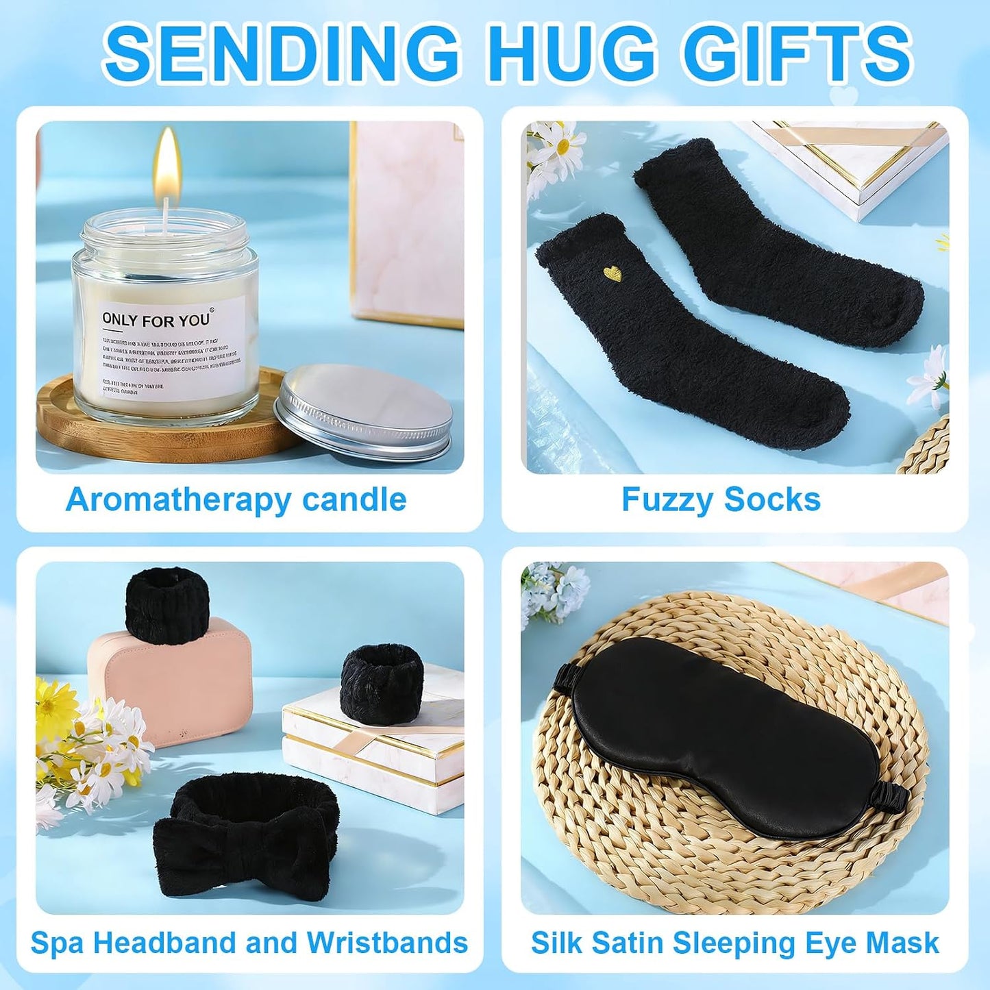 15 Pcs Birthday Gifts for Women Robe Sets for Women Spa Basket Set Graduation Gifts Bath Robe Make up Brushes Scented Candle Fluffy Socks Coffee Cup for Mom Nurse Girlfriend Wife(Yellow)
