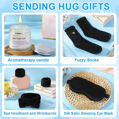 15 Pcs Birthday Gifts for Women Robe Sets for Women Spa Basket Set Graduation Gifts Bath Robe Make up Brushes Scented Candle Fluffy Socks Coffee Cup for Mom Nurse Girlfriend Wife(Yellow)
