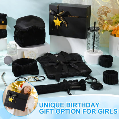 15 Pcs Birthday Gifts for Women Robe Sets for Women Spa Basket Set Graduation Gifts Bath Robe Make up Brushes Scented Candle Fluffy Socks Coffee Cup for Mom Nurse Girlfriend Wife(Yellow)