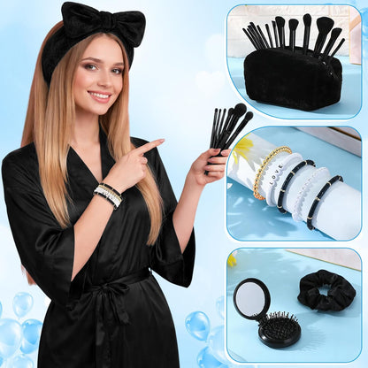 15 Pcs Birthday Gifts for Women Robe Sets for Women Spa Basket Set Graduation Gifts Bath Robe Make up Brushes Scented Candle Fluffy Socks Coffee Cup for Mom Nurse Girlfriend Wife(Yellow)