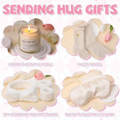 15 Pcs Birthday Gifts for Women Robe Sets for Women Spa Basket Set Graduation Gifts Bath Robe Make up Brushes Scented Candle Fluffy Socks Coffee Cup for Mom Nurse Girlfriend Wife(Yellow)