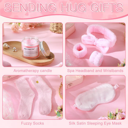 15 Pcs Birthday Gifts for Women Robe Sets for Women Spa Basket Set Graduation Gifts Bath Robe Make up Brushes Scented Candle Fluffy Socks Coffee Cup for Mom Nurse Girlfriend Wife(Yellow)